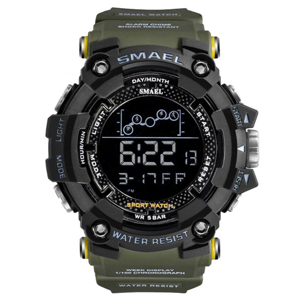 SMAEL 1802 Sports Watch Digital Display - Army Green