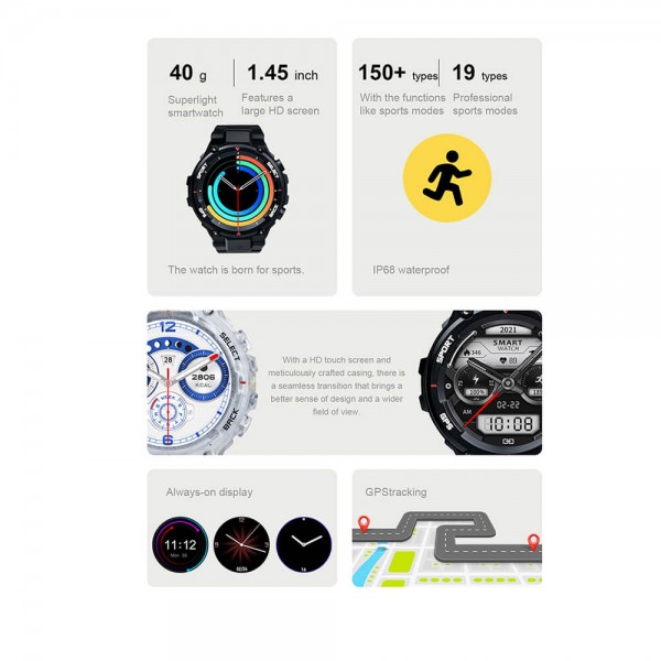 Smartwatch Microwear DT5 - Black