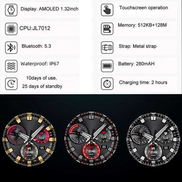 Smartwatch Microwear A51 - Silver Steel