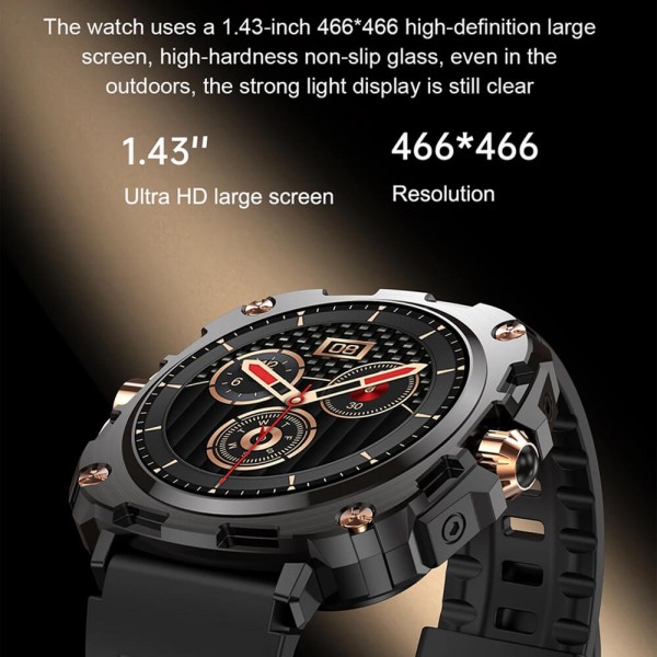 Smartwatch Microwear AK71 - Black  Gold Steel